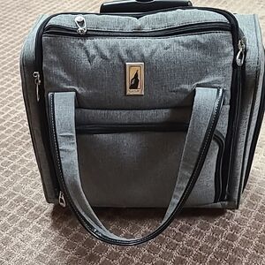 Dark Gray Boxy Luggage Travel Bag with Durable Material and Carrying Handles